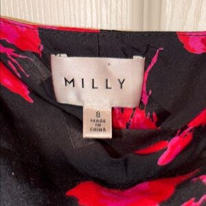 Milly Vibrant Pink and Black Floral Dress